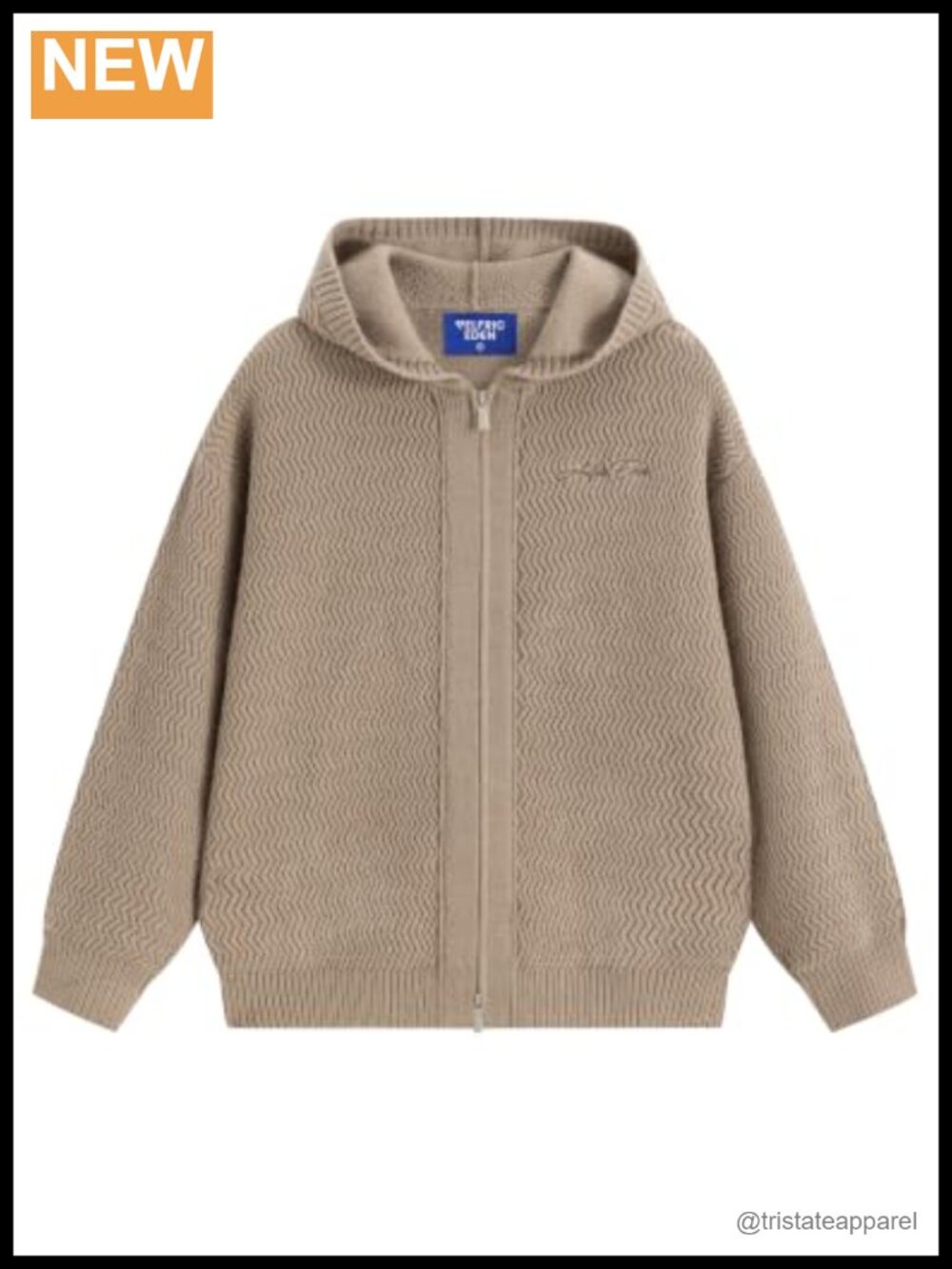 Chunky Knit Zip Up Hooded Cardigan Sweater - Drop Shoulder Long Sleeve